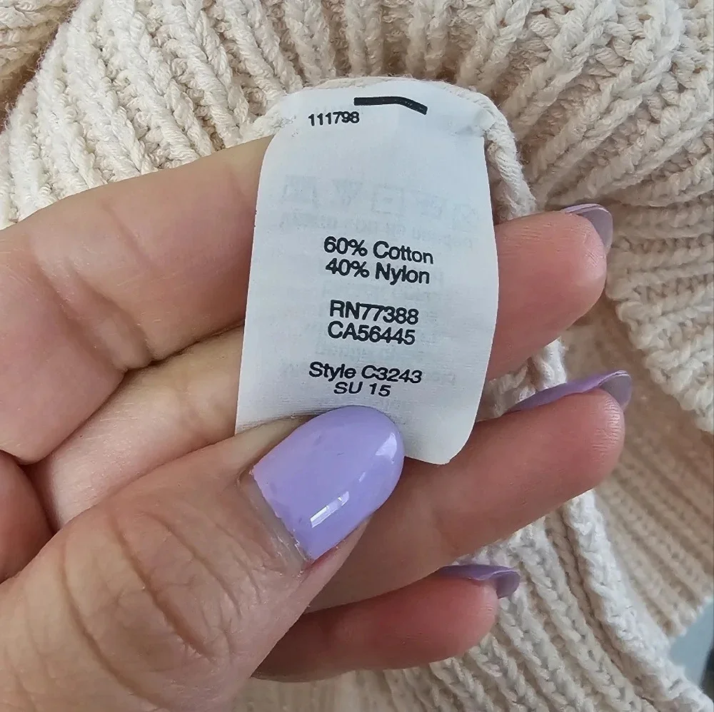 J. Crew Blush Roll Neck Pointelle Beach Sweater Sz S